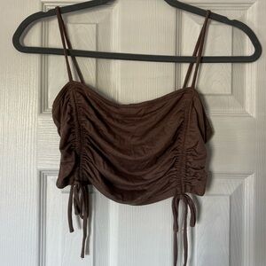 Ruched brown crop top